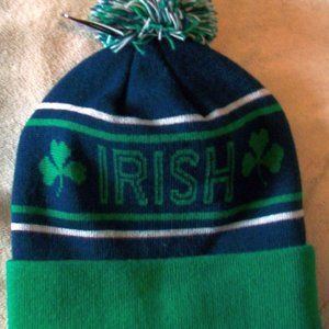 Saint Patrick's Day Irish 🍀 Shamrock Striped Unisex Knit Pom Beanie Winter Hat